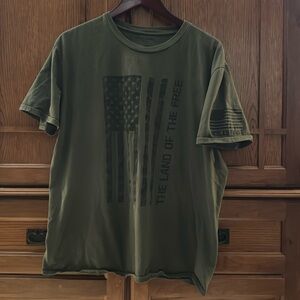 Hold Fast Land of the Free Flag Short Sleeve Tee Army Military Green Patriot
